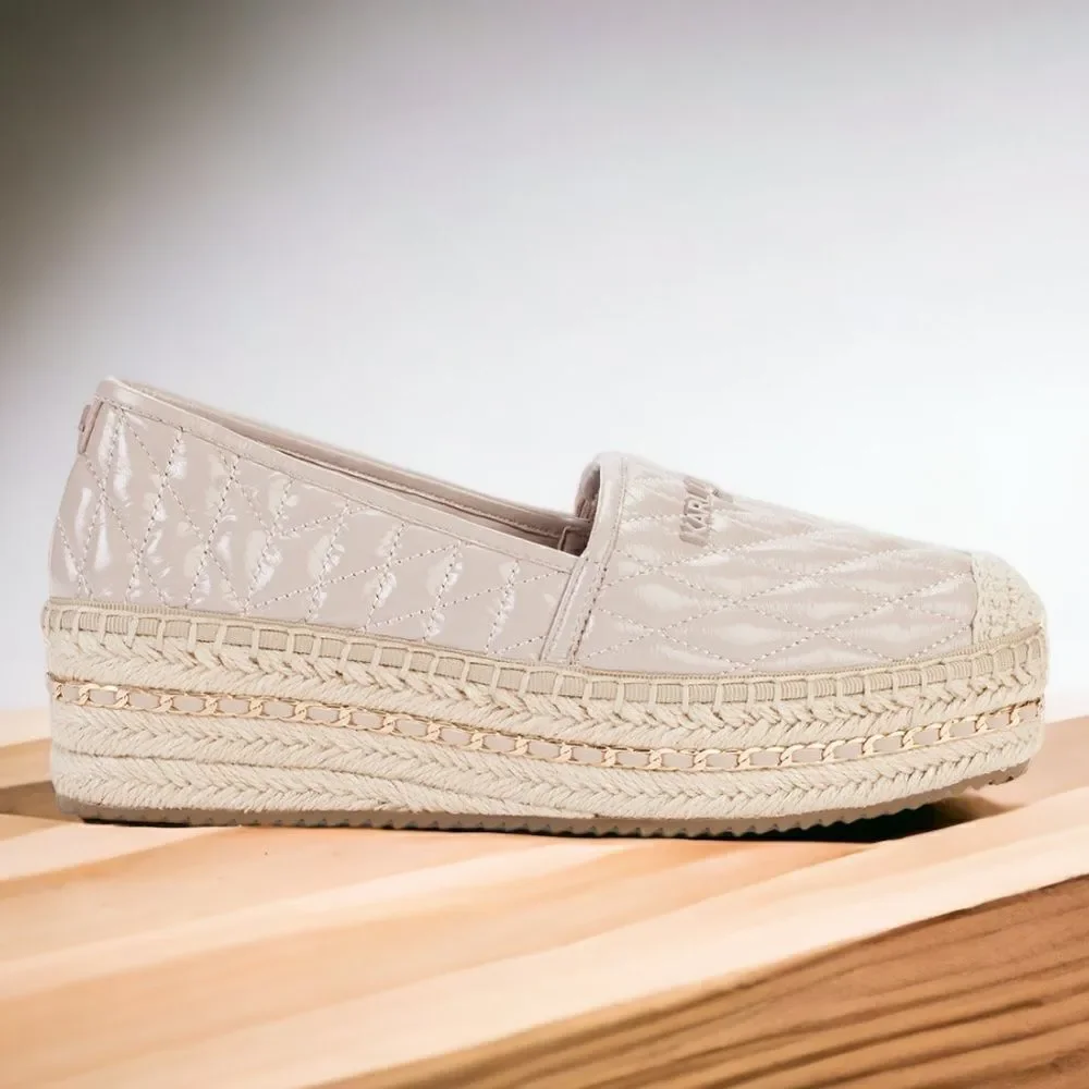 KARL LAGERFELD PARIS Women's Desta Slip-On Espadrille Platform Flats in Size 9.5